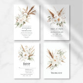 Rustic Pampas Grass Boho Bohemian Wedding QR Code Save The Date