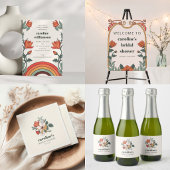 Retro Bohemischer Regenbogen Einzigartiges Brautpa Runder Aufkleber