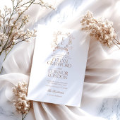 Elegantes Fall Floral Wappen Bohemisch Hochzeit All In One Einladung