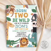 Born TWO Be Wild Pink Birthday Einladung