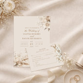 Boho Beige Blume und White Roses Wedding Programm