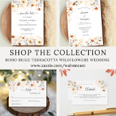 Beige Terracotta Wildblumen QR Code Boho Wedding Save The Date