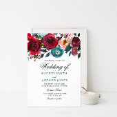 Boho Bordo Burgundy Red Blume Save the Date