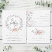 Boho Botanischer Rustikaler Empfang in Korallen un Begleitkarte (Personalisiere diese Kollektion eines unabhängigen Creators.)
