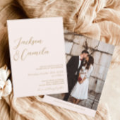 Moderne Elegant Boho Champagne Wedding RSVP qr Cod Begleitkarte