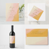 Boho Chic Abstrakt Watercolor Rosa Gelbe Hochzeit Serviette