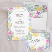 Chic Colorful Wasserfarbe Frühlingsbläschen Hochze Begleitkarte