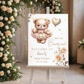 Modern Boho Teddy Bear Balloon Girl Baby Shower Einladung