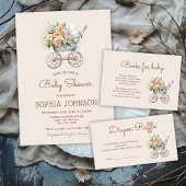 Boho Floral Baby Carriage Diaper Begleitkarte