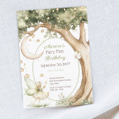 Boho forest watercolor Fairy First birthday Dankeskarte