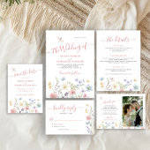 Boho Wildblume qr Code Foto Hochzeit Einladung