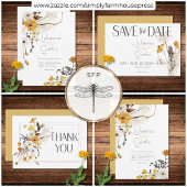 Boho Golden Yellow Meadow Blume Goldenes Abendesse RSVP Karte
