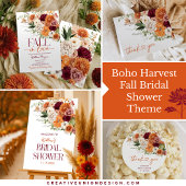 Boho Harvest Fall in Liebe Brautparty Danke Einladung
