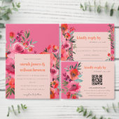 Boho Hot Pink Orange Blumenhochzeit Tischnummer (Personalisiere diese Kollektion eines unabhängigen Creators.)