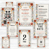 Boho Letterpress Skeleton save the date  Einladung