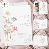 Boho-Minimal-Press-Wildblumen-Botanische-Hochzeit Dankeskarte