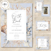 Boho Ocean Dusty Blue On Beach Foto Hochzeit Einladung