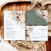 Boho-Pampasgras-Blumenhochzeit Einladung