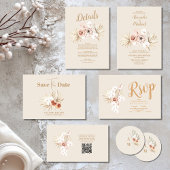 Boho Pampass Grass Floral Wedding Save The Date