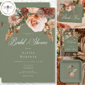 Boho Pfirsich & Rost Floral Sage Grün Brautparty Pappteller