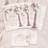 Bohemische Hochzeitsfeier mit Wasserfarben Einladung