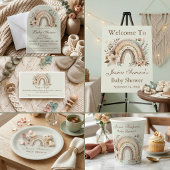 Boho Regenbogen und Blume Kinderdusche Dankeskarte