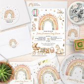 Boho Rainbow Watercolor Babydusche Pappteller