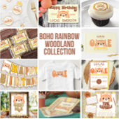 Erster Geburtstag Woodland Fox Boho Rainbow Pappteller
