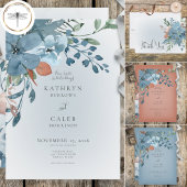 Einladung von Boho Rust & Blue Floral Wedding