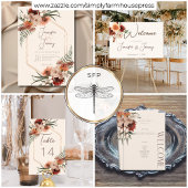 Boho Rust & Neutral Cream Fall Floral Wedding Menükarte
