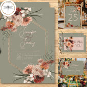 Grüne Hochzeit von Boho Rust & Neutral Fall Dankeskarte