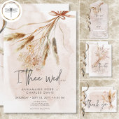 Boho Rustic Pampas & Driving Grass Bouquet Dinner All In One Einladung