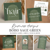 Boho Sage Green Business Social Media QR-Code Sockelschild