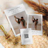 Boho Style & Elegant QR Code Foto Wedding RSVP Begleitkarte