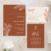 Boho Terracotta Burnt Orange Rustikale Hochzeit Menükarte