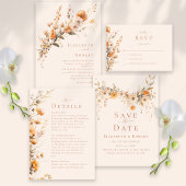 Boho Terracotta Wildblumen Save the Date Karte