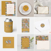 Boho Floral Mustard Yellow Custom Brautparty Serviette