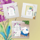 Lila türkisfarbene Wildblumen Save The Date