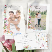 Boho Watercolor Wildflower Calligraphy Wedding     Einladung