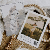 Moderne, elegante Script QR Code Foto Hochzeit Einladung