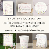 Boho Wildflower Watercolor Baby Shower Runder Aufkleber