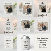 Bold Black Ivory Modern Wedding Names Date Custom Dosenkühler