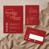 Bold Cherry Red Typografy Save the Date Postkarte (Personalisiere diese Kollektion eines unabhängigen Creators.)