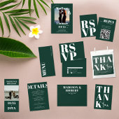 Minimalistisch Emerald Green Simple Bold Chic Wedd Einladung