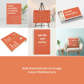 Bold Minimalist Burnt Orange Retro Custom Wedding Kissen