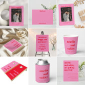 Bold Minimalist Pink Red Retro Wedding Website Einladung