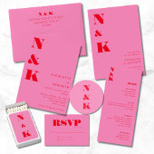 Minimalistisch-Modern-Monogramm, Rot und Rosa, kun Post-it Klebezettel