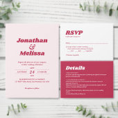 Fett Minimalistische Retro Viva Magenta Wedding De Begleitkarte (Personalisiere diese Kollektion eines unabhängigen Creators.)