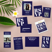Einfaches 1 Foto fett Navy Blue and White Wedding Save The Date