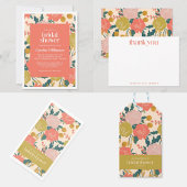 Boho Yellow Orange Botanische Blume Brautparty Serviette